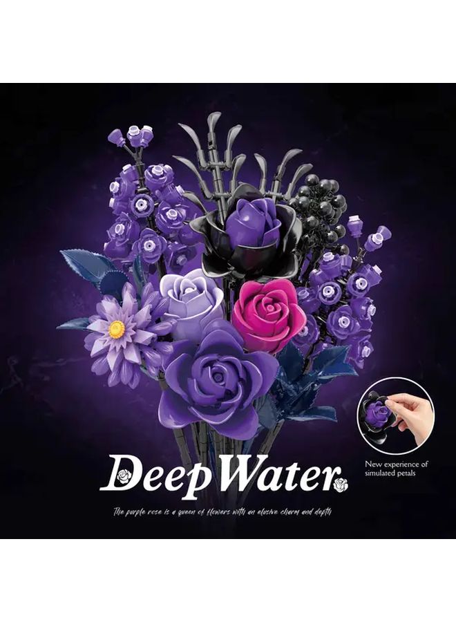 باقة كتل البناء الوردية الأرجوانية مجموعة DIY 822 قطعة موديل KK20008 هدية عيد الحب ديكور المنزل - Image 3